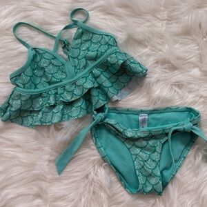 Justice Teal Mermaid Bikini with Glitter Accents